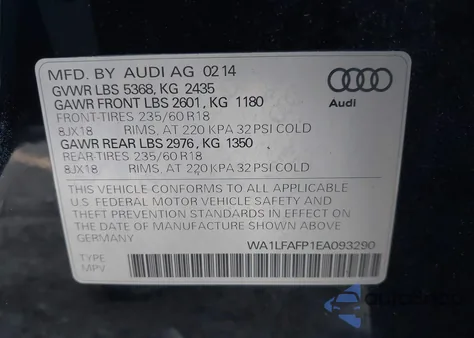 2014 Audi Q5 2.0T Premium z USA, uszkodzony, nr VIN WA1LFAFP1EA093290